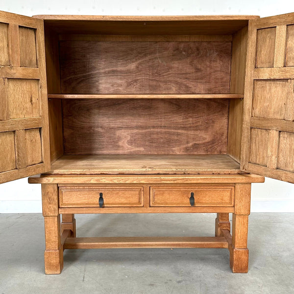 Spanish oak cabinet in Brutalist style, 1970s