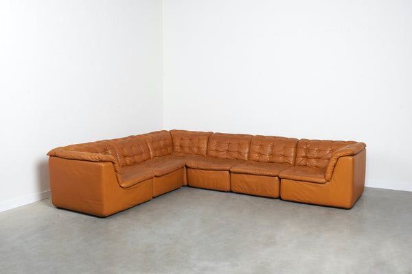 Cognac leather lounge sofa, laauser 1970s