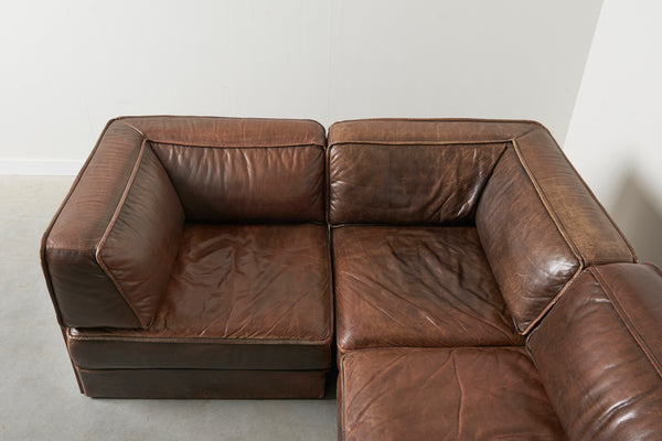 Scandinavian leather lounge sofa, 1960s
