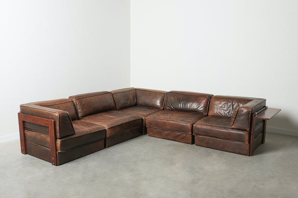 Scandinavian leather lounge sofa, 1960s