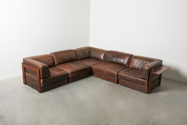Scandinavian leather lounge sofa, 1960s