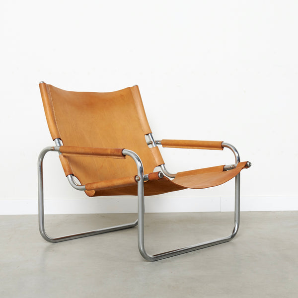 Vintage Saddle leather lounge chair, 1960s