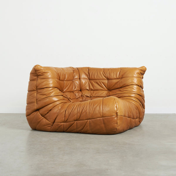 Original 1980s Ligne Roset Togo corner, cognac leather
