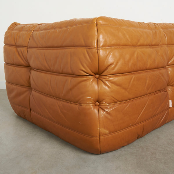 Original 1980s Ligne Roset Togo corner, cognac leather