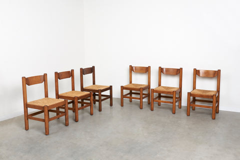 Set of 6 wicker dining chairs, 1960s