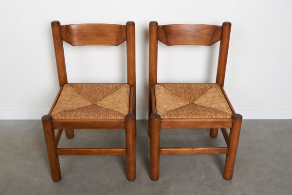 Set of 6 wicker dining chairs, 1960s