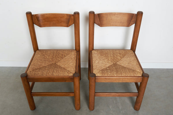 Set of 6 wicker dining chairs, 1960s