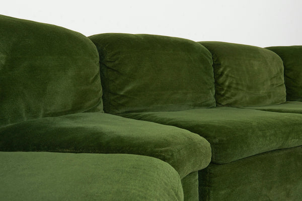 Vintage velour curved lounge group, 1970s
