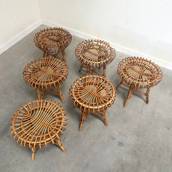 Set of six Franco Albini stools, 1960s