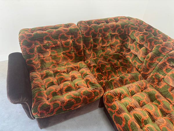 Large 1970s modular sectional lounge sofa