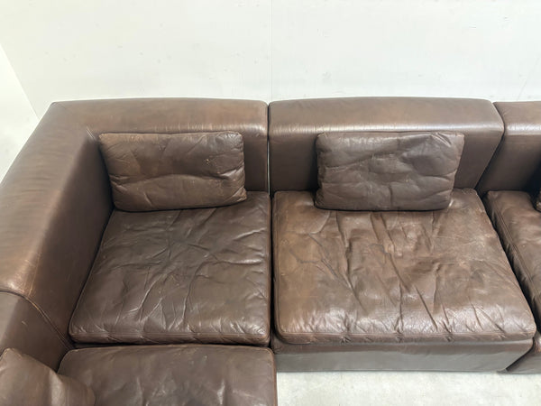 Large leather modular lounge sofa, 1970s