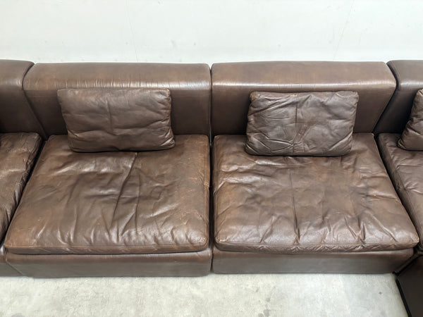 Large leather modular lounge sofa, 1970s