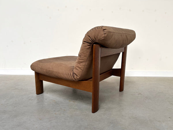 Rolf Benz leather oak lounge group, 1970s