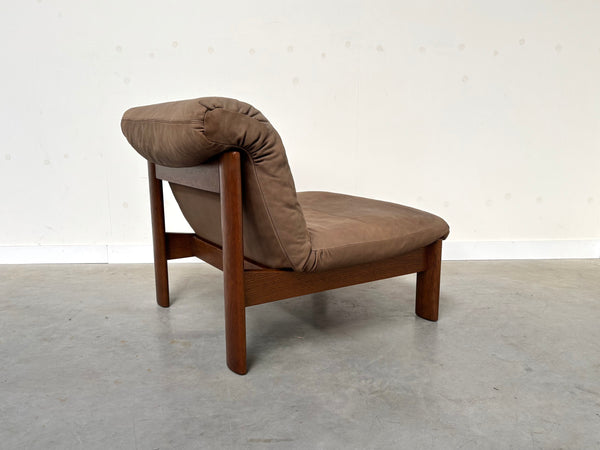 Rolf Benz leather oak lounge group, 1970s