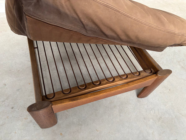 Rolf Benz leather oak lounge group, 1970s