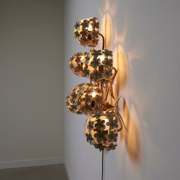 Large Hans Kögl hydrangea wall lamp, 1950s