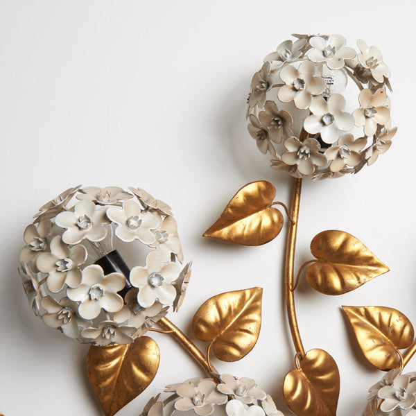 Large Hans Kögl hydrangea wall lamp, 1950s