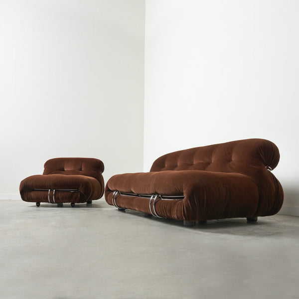 Cassina Soriana lounge set in Mohair, Italy 1970s