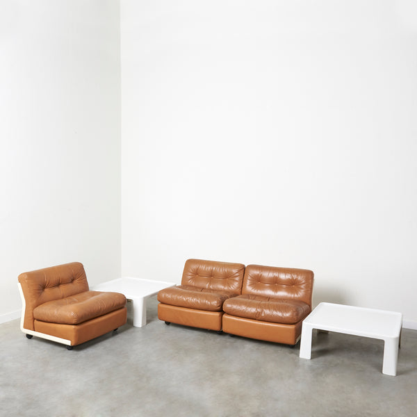 Leather Amanta lounge set by Mario Bellini, 1970s