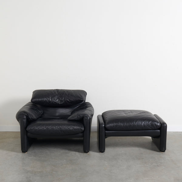 Maralunga chair with hocker, Italy 1970s