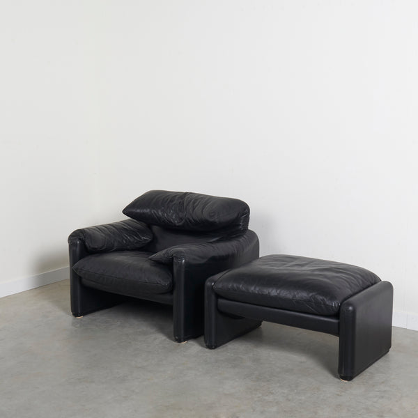 Maralunga chair with hocker, Italy 1970s