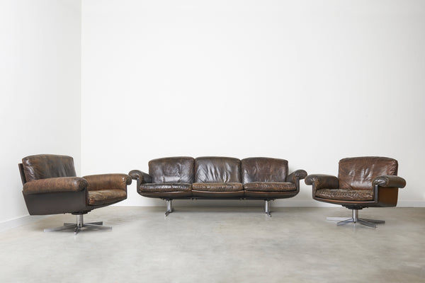 Vintage brown leather sofa by De Sede, model DS31