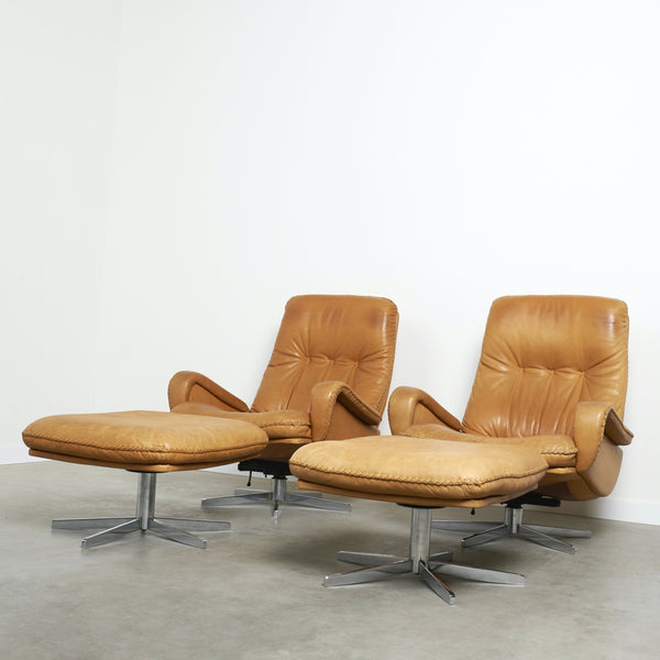 Mid century De Sede lounge chair with hocker, 1970s