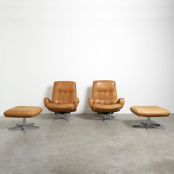 Mid century De Sede lounge chair with hocker, 1970s