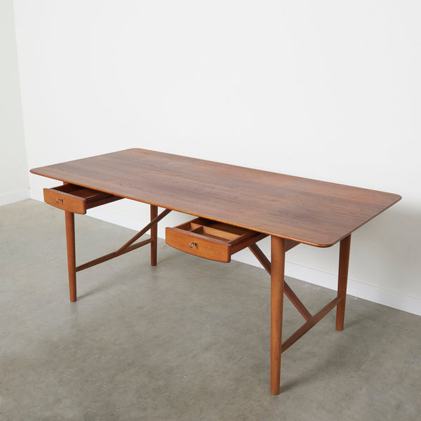 Massive teak writing desk by Peter Hvidt, Denmark 1950s