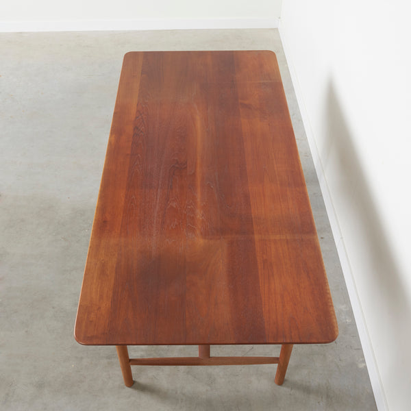 Massive teak writing desk by Peter Hvidt, Denmark 1950s