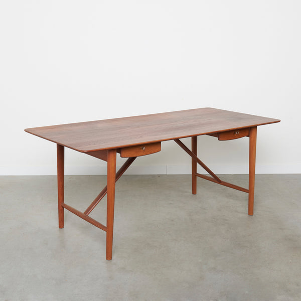 Massive teak writing desk by Peter Hvidt, Denmark 1950s