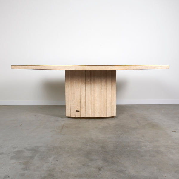 Travertine dining table by Willy Rizzo for Jean Charles, 1970s