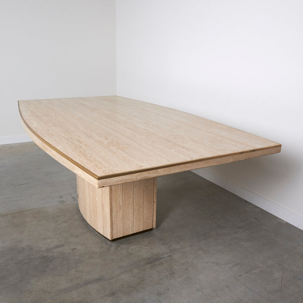 Travertine dining table by Willy Rizzo for Jean Charles, 1970s