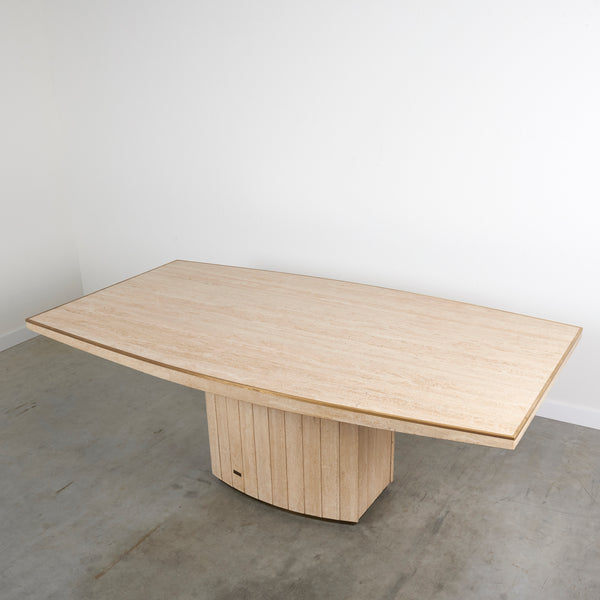 Travertine dining table by Willy Rizzo for Jean Charles, 1970s