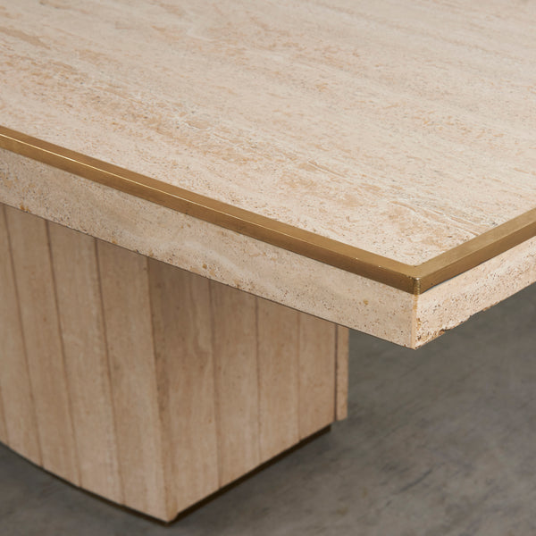 Travertine dining table by Willy Rizzo for Jean Charles, 1970s