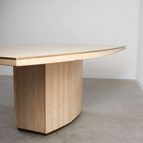 Travertine dining table by Willy Rizzo for Jean Charles, 1970s