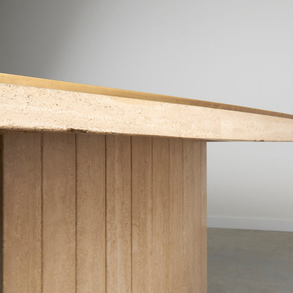 Travertine dining table by Willy Rizzo for Jean Charles, 1970s