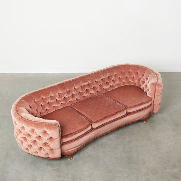 Classic French padded sofa, 1950s