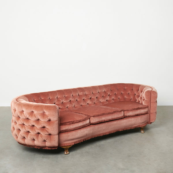 Classic French padded sofa, 1950s