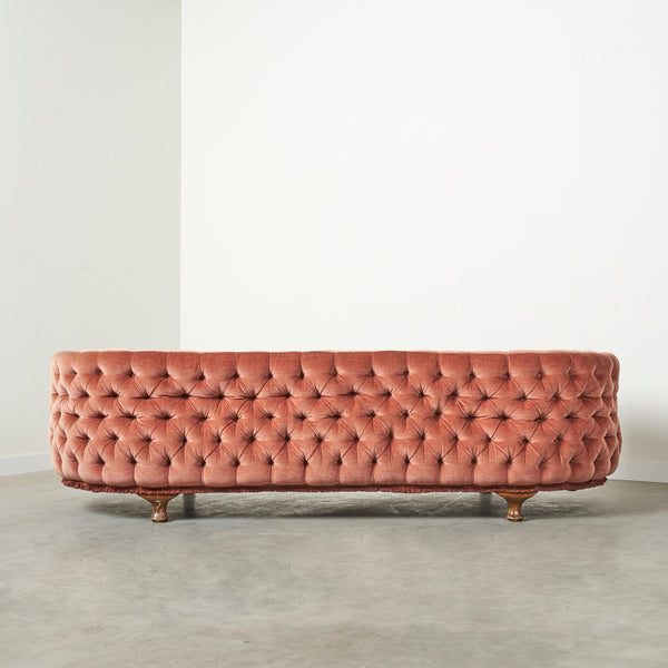 Classic French padded sofa, 1950s