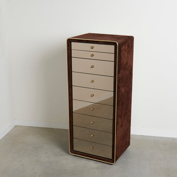 Mirrored chest of drawers by RUF International, 1970s