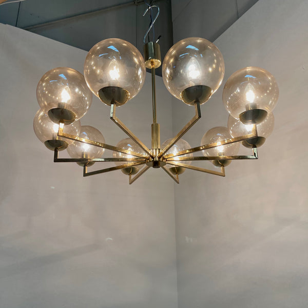 Large brass Sputnik chandelier / pendant by Kaiser Leuchten, 1960s