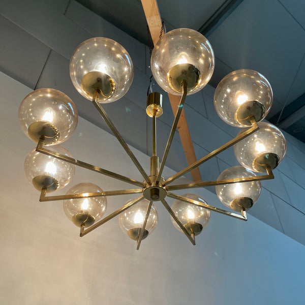 Large brass Sputnik chandelier / pendant by Kaiser Leuchten, 1960s