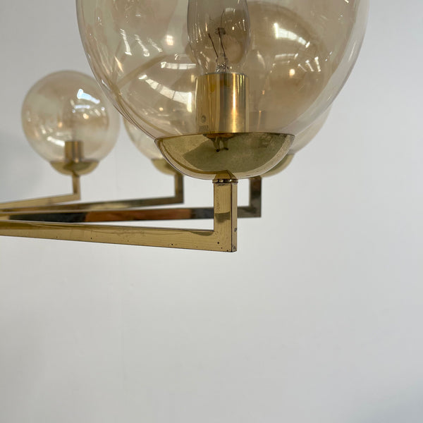 Large brass Sputnik chandelier / pendant by Kaiser Leuchten, 1960s