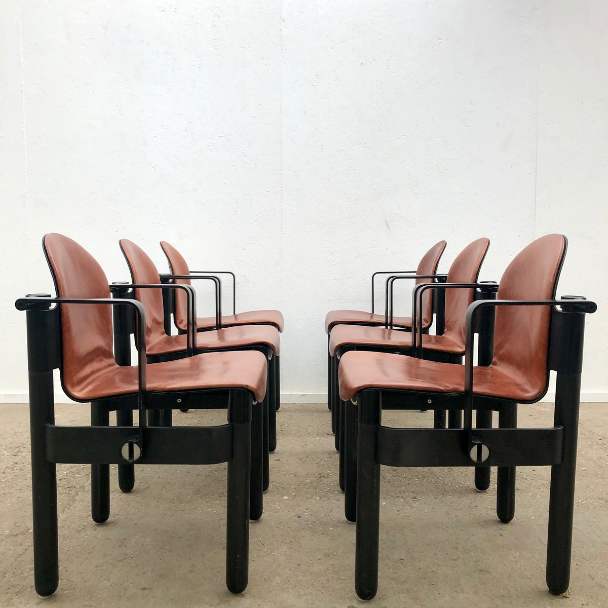 Rare Gerd Lange armchairs with leather seatings, Thonet 1970s – INDUBIO