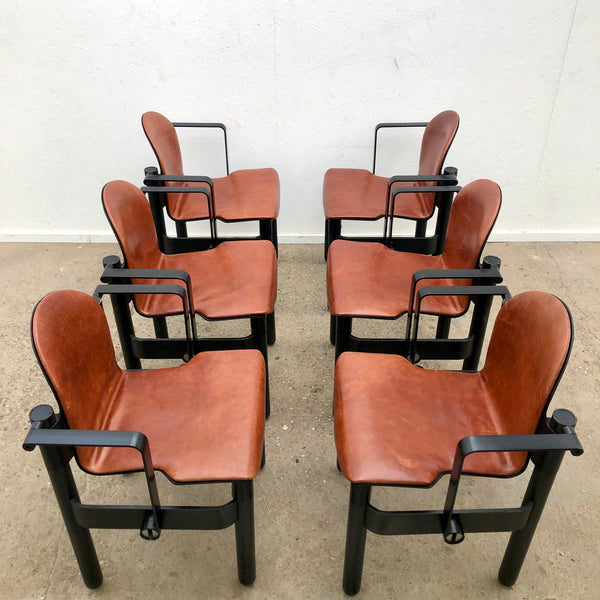 Rare Gerd Lange armchairs with leather seatings, Thonet 1970s