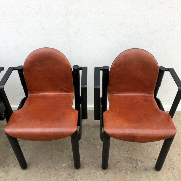 Rare Gerd Lange armchairs with leather seatings, Thonet 1970s