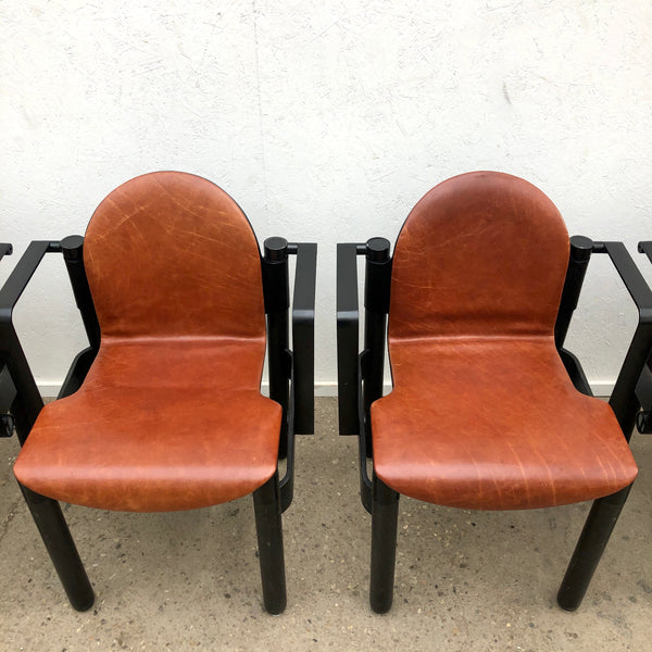Rare Gerd Lange armchairs with leather seatings, Thonet 1970s