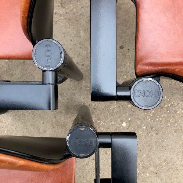 Rare Gerd Lange armchairs with leather seatings, Thonet 1970s