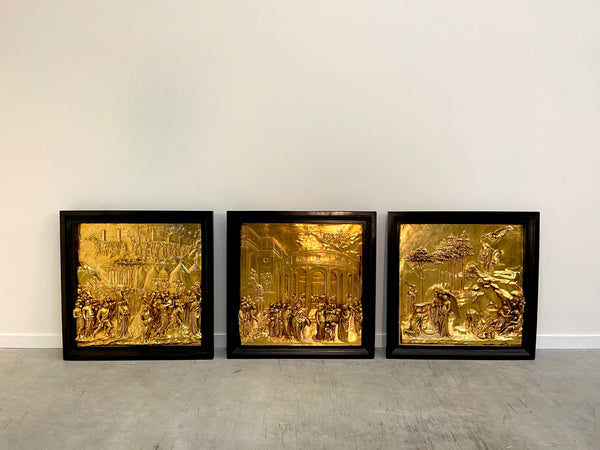 Three Italian gilded bronze relief panels from "The Gates of Paradise"